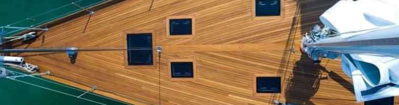 Teak used on the deck of a yacht