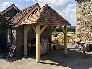 Completed Hipped Roof Rectangular Gazebo - Untreated Cedar Shingles