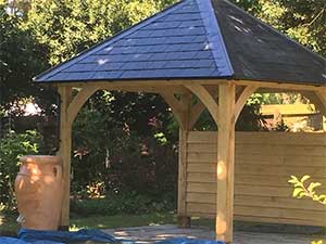 Oak Gazebo With Half Height Cladding on One Side