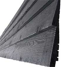 Painted black rebated cladding